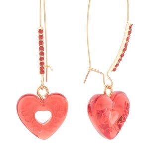 NWT BETSEY JOHNSON Valentine's Red Heart "Love Saver" Candy Dangle Drop Earrings